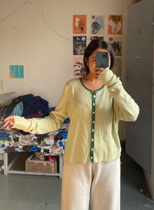 Green Trim Cardigan