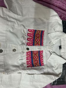 Embroidered White Denim
