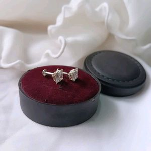 Pure Silver Sterling White AD Cut stud