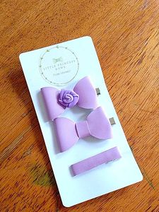 Cute Lavender Bow Hair Clips