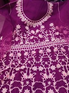 Beautiful Net Semi Stitched Gown With Dupatta