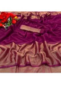 Maroon saree border golden,Phal Also, No Blause