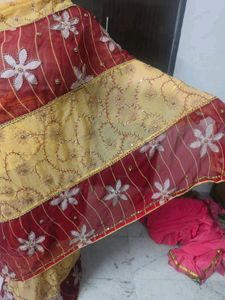 Beautiful Red Nd Golden Saree