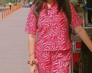 Red Pink Zebra Print Co-ord Set