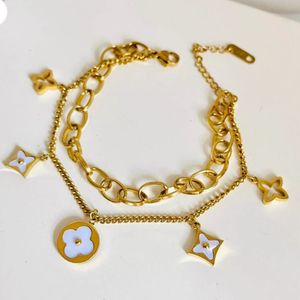 LV patterned layered Bracelet anti-tarnish