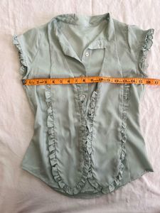 Mint Green Ruffle Blouse