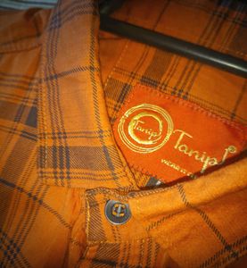 Casual Printed Shirt In Rust Colour,black Checks