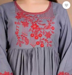 Elegant Embroidered Grey Dress