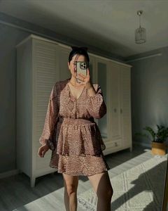 Zara beige Snake Dress Mini Dres