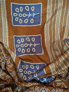 Brown Floral Maheswari Semi Silk Saree .