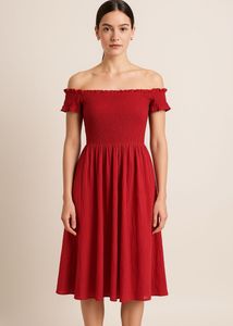 Red Off-Shoulder Short Dress