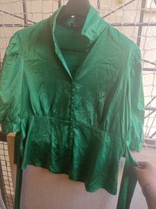 Formal Green Satin Top
