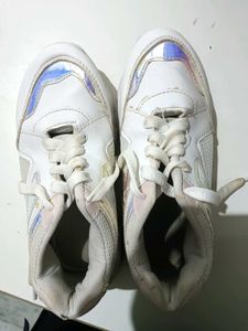 White Holographic Accent Sneakers