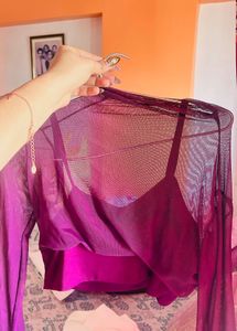 Purple Mesh Top
