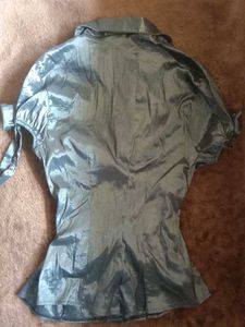 Silky Black Button-Down Top