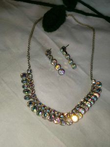Iridescent Necklace And Earrings