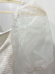White top with organza sleeves