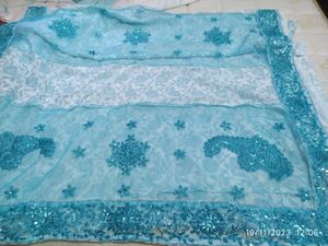 Georgette Saree With Net Sequence Work