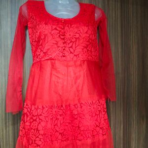 Elegant Red Embroidered Dress