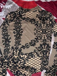 Patterned Mock Neck Top