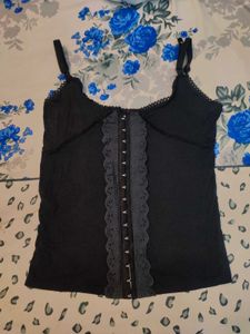 Black Lace Trim Cami Top