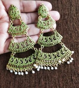 Green Dangle Earrings