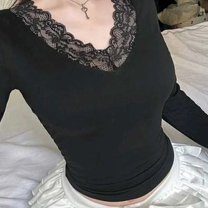 Black Long Sleeve Lace Top