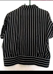 Black Striped Crop Shirt