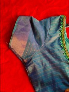 Teal Linen Saree