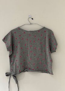 Gray Tee with Pink Hearts