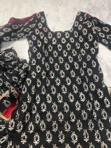 Black  Printed Cotton Kurti With Salwar