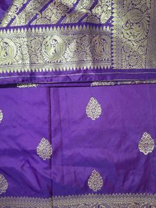 Purple &amp; Silver Saree + Blouse