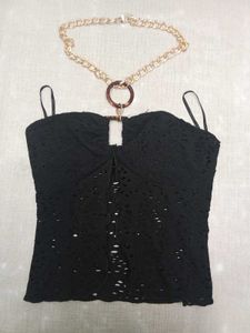 Black Lace Chain Top