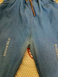 Light Blue Elastic Waist Jeans