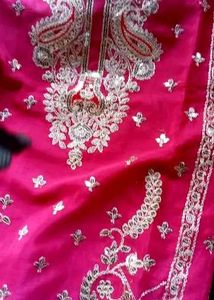 Red Embroidered Kurta Set