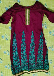 Burgundy Embroidery Kurta