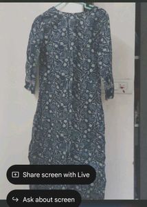 Avaasa Navy Blue Printed Kurta