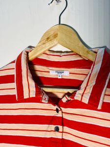 Striped Cropped Polo Top