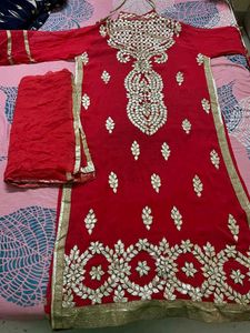 Bridal Gotta Patti Semistiched suit Set With dupat