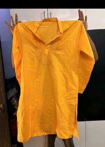 Embroidered Yellow Kurta Men