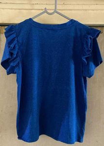 Cute Blue Ruffle Sleeve Top