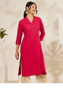 Solid Cotton Pink Kurta!🩷