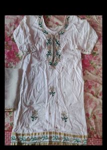 White Kurta pant Set 3pc