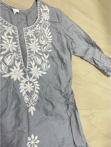 Chikankari Grey Kurta