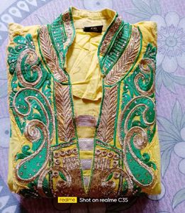 Yellow Embroidered Kurta