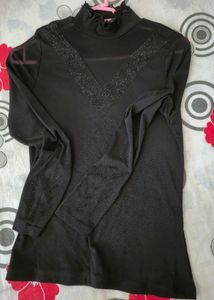 Black Rhinestone Detail Top
