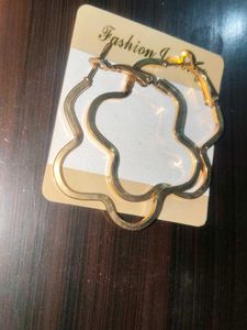 Gold Flower Hoop Earrings