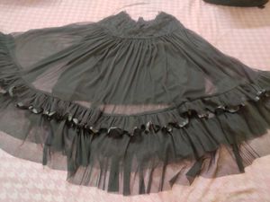 Black Lace Trim Layered Skirt