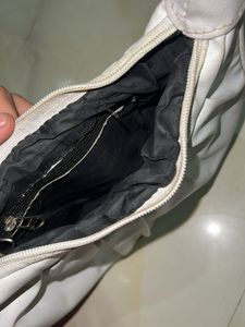 White Ruched Shoulder Bag