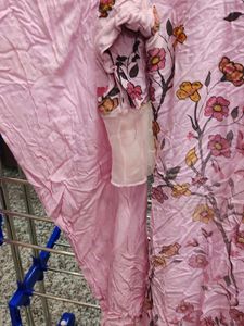 Pink Floral Print Kurta Pajama Set